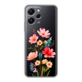 Полупрозрачный дизайнерский пластиковый чехол для Xiaomi RedMi 12 Цветы
