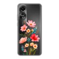 Полупрозрачный дизайнерский силиконовый чехол для OPPO A78 4G Цветы