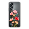 Полупрозрачный дизайнерский силиконовый чехол для OPPO A58 4G Цветы