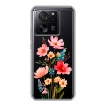 Полупрозрачный дизайнерский силиконовый чехол для Xiaomi 13T Цветы