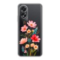 Полупрозрачный дизайнерский пластиковый чехол для OPPO A38 4G Цветы