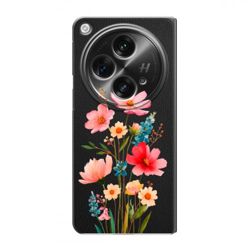Полупрозрачный дизайнерский пластиковый чехол для OPPO Find N3 Цветы