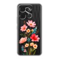 Полупрозрачный дизайнерский пластиковый чехол для Itel A60s Цветы