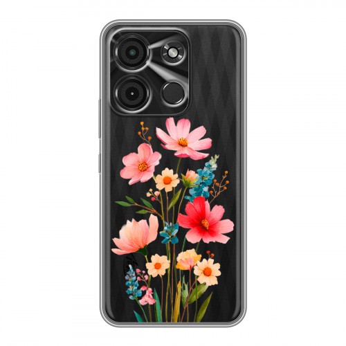 Полупрозрачный дизайнерский пластиковый чехол для Itel A60s Цветы