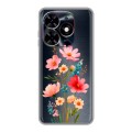 Полупрозрачный дизайнерский пластиковый чехол для Tecno Spark Go 2024 Цветы
