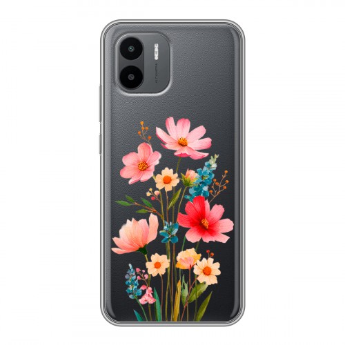 Полупрозрачный дизайнерский силиконовый чехол для Xiaomi Redmi A2 Цветы