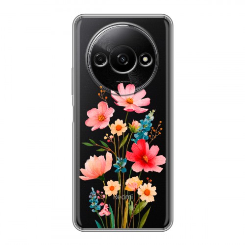 Полупрозрачный дизайнерский силиконовый чехол для Xiaomi RedMi A3 Цветы