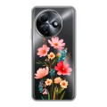 Полупрозрачный дизайнерский силиконовый чехол для Itel S24 Цветы