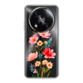 Полупрозрачный дизайнерский силиконовый чехол для Itel RS4 Цветы
