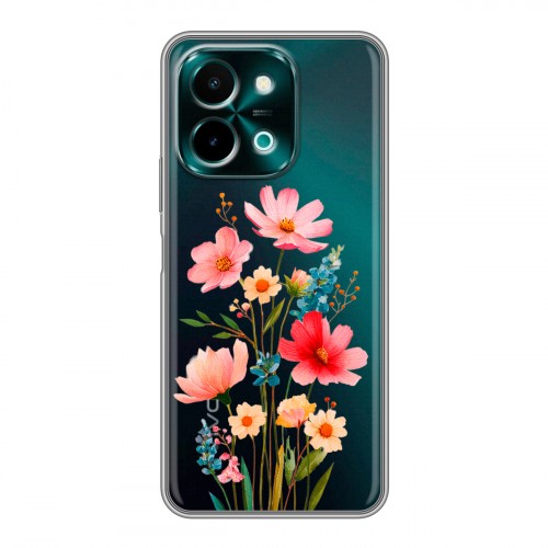 Полупрозрачный дизайнерский силиконовый чехол для Vivo Y28 Цветы