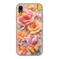 Полупрозрачный дизайнерский пластиковый чехол для Iphone Xr Цветы и бабочки
