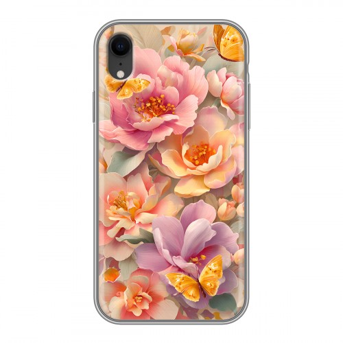 Полупрозрачный дизайнерский пластиковый чехол для Iphone Xr Цветы и бабочки