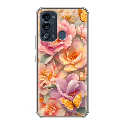 Полупрозрачный дизайнерский силиконовый с усиленными углами чехол для Itel Vision 3 Цветы и бабочки