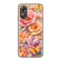 Полупрозрачный дизайнерский силиконовый чехол для OPPO A17 Цветы и бабочки