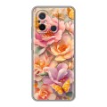 Полупрозрачный дизайнерский силиконовый чехол для Xiaomi RedMi 12C Цветы и бабочки