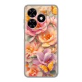 Полупрозрачный дизайнерский пластиковый чехол для Tecno Spark Go 2024 Цветы и бабочки