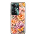 Полупрозрачный дизайнерский силиконовый чехол для Oppo Reno 11F Цветы и бабочки