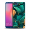 Полупрозрачный дизайнерский пластиковый чехол для Huawei Honor View 10 Листья и золото
