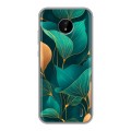 Полупрозрачный дизайнерский пластиковый чехол для Nokia C20 Листья и золото