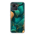 Полупрозрачный дизайнерский силиконовый чехол для Realme C30 Листья и золото