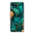 Полупрозрачный дизайнерский пластиковый чехол для OPPO A78 4G Листья и золото