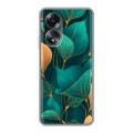 Полупрозрачный дизайнерский силиконовый чехол для OPPO A58 4G Листья и золото