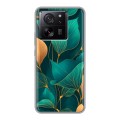 Полупрозрачный дизайнерский силиконовый чехол для Xiaomi 13T Листья и золото