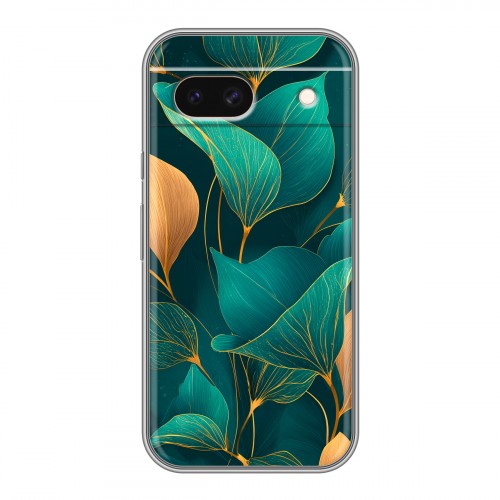 Полупрозрачный дизайнерский пластиковый чехол для Google Pixel 8a Листья и золото