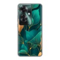 Полупрозрачный дизайнерский силиконовый чехол для Oppo Reno 11F Листья и золото