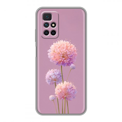 Полупрозрачный дизайнерский силиконовый чехол для Xiaomi Redmi 10 Цветы