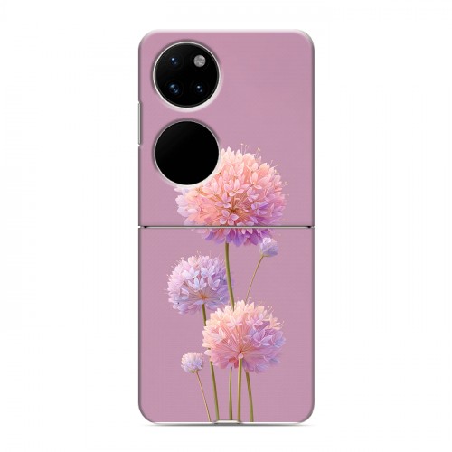 Полупрозрачный дизайнерский пластиковый чехол для Huawei P50 Pocket Цветы