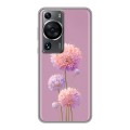 Полупрозрачный дизайнерский пластиковый чехол для Huawei P60 Цветы