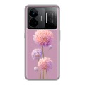 Полупрозрачный дизайнерский силиконовый чехол для Realme GT3 Цветы