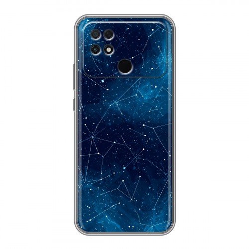 Полупрозрачный дизайнерский силиконовый чехол для Xiaomi Poco C40 Космос звезды