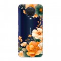 Полупрозрачный дизайнерский силиконовый с усиленными углами чехол для Nokia G20 Цветы принт