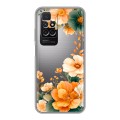 Полупрозрачный дизайнерский силиконовый чехол для Xiaomi Redmi 10 Цветы принт