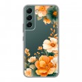 Полупрозрачный дизайнерский силиконовый чехол для Samsung Galaxy S22 Цветы принт