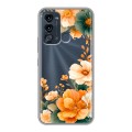 Полупрозрачный дизайнерский силиконовый с усиленными углами чехол для Itel Vision 3 Цветы принт