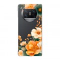 Полупрозрачный дизайнерский пластиковый чехол для Huawei Mate X3 Цветы принт