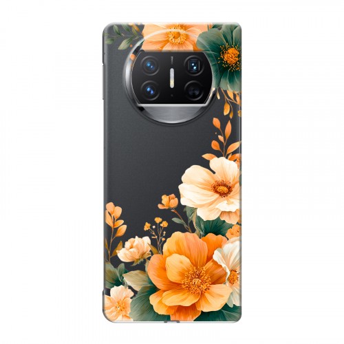 Полупрозрачный дизайнерский пластиковый чехол для Huawei Mate X3 Цветы принт