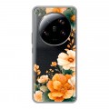 Полупрозрачный дизайнерский силиконовый с усиленными углами чехол для Xiaomi 13 Ultra Цветы принт