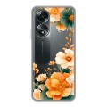Полупрозрачный дизайнерский силиконовый чехол для OPPO A58 4G Цветы принт