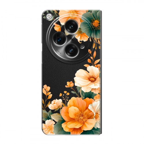 Полупрозрачный дизайнерский пластиковый чехол для OPPO Find N3 Цветы принт