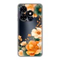 Полупрозрачный дизайнерский пластиковый чехол для Tecno Spark Go 2024 Цветы принт