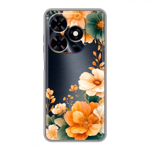 Полупрозрачный дизайнерский пластиковый чехол для Tecno Spark Go 2024 Цветы принт