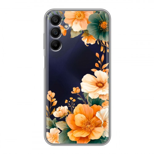 Полупрозрачный дизайнерский силиконовый чехол для Samsung Galaxy A15 Цветы принт