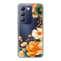 Полупрозрачный дизайнерский силиконовый чехол для Vivo V30 Lite Цветы принт