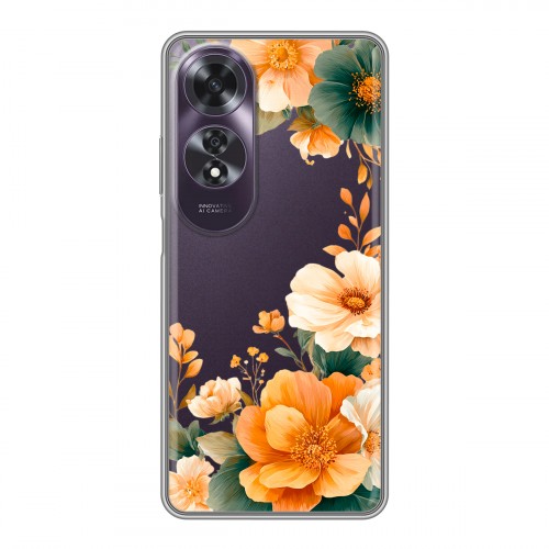 Полупрозрачный дизайнерский силиконовый чехол для OPPO A60 Цветы принт