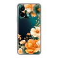 Полупрозрачный дизайнерский силиконовый чехол для Vivo Y28 Цветы принт