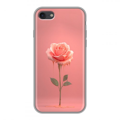 Полупрозрачный дизайнерский силиконовый чехол для Iphone 7 Розовая роза